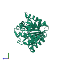 PDB entry 4myn coloured by chain, side view.