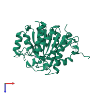 PDB entry 4myn coloured by chain, top view.