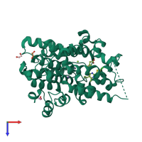 PDB entry 4myq coloured by chain, top view.