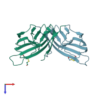 PDB entry 4mz3 coloured by chain, top view.