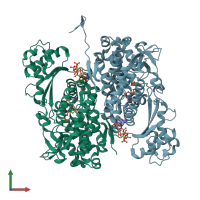 PDB entry 4mz7 coloured by chain, front view.