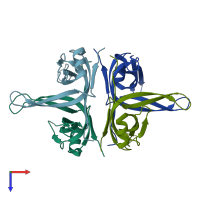 PDB entry 4mz9 coloured by chain, top view.