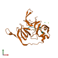 PDB entry 4mzf coloured by chain, front view.