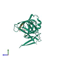 Hetero dimeric assembly 1 of PDB entry 4mzh coloured by chemically distinct molecules, side view.