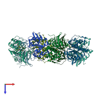 PDB entry 4mzo coloured by chain, top view.