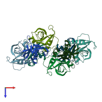 PDB entry 4mzp coloured by chain, top view.