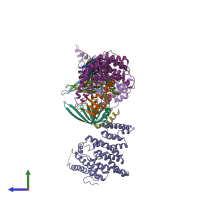 PDB entry 4n0a coloured by chain, side view.