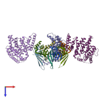 PDB entry 4n0a coloured by chain, top view.