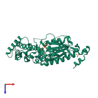 PDB entry 4n0e coloured by chain, top view.