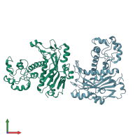 PDB entry 4n0l coloured by chain, front view.