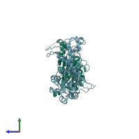 PDB entry 4n0l coloured by chain, side view.