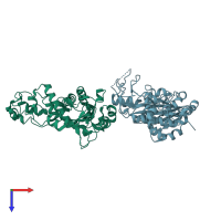 PDB entry 4n0l coloured by chain, top view.