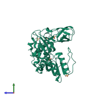 PDB entry 4n0n coloured by chain, side view.