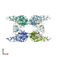 PDB entry 4n0o coloured by chain, front view.