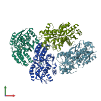 PDB entry 4n0q coloured by chain, front view.