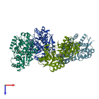 PDB entry 4n0q coloured by chain, top view.
