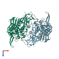 PDB entry 4n0r coloured by chain, top view.
