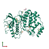 PDB entry 4n0s coloured by chain, front view.