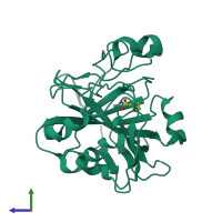 PDB entry 4n0x coloured by chain, side view.