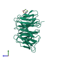 PDB entry 4n14 coloured by chain, side view.