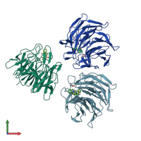 PDB entry 4n1b coloured by chain, front view.