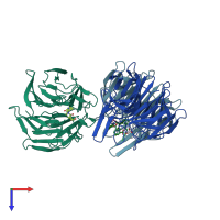 PDB entry 4n1b coloured by chain, top view.