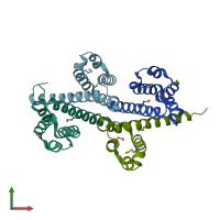 PDB entry 4n1j coloured by chain, front view.