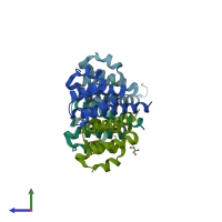 PDB entry 4n1j coloured by chain, side view.