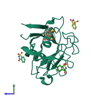 PDB entry 4n1o coloured by chain, side view.