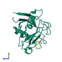 PDB entry 4n1q coloured by chain, side view.