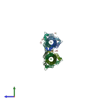 PDB entry 4n21 coloured by chain, side view.
