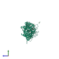 PDB entry 4n28 coloured by chain, side view.