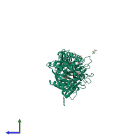 PDB entry 4n2l coloured by chain, side view.