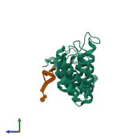 PDB entry 4n2s coloured by chain, side view.