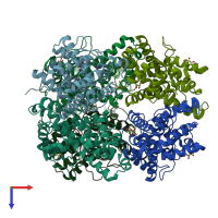 PDB entry 4n2x coloured by chain, top view.
