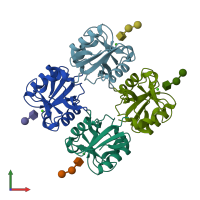 PDB entry 4n35 coloured by chain, front view.