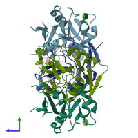 PDB entry 4n37 coloured by chain, side view.