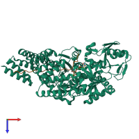 PDB entry 4n3c coloured by chain, top view.