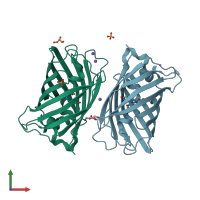 PDB entry 4n3d coloured by chain, front view.