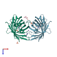 PDB entry 4n3d coloured by chain, top view.