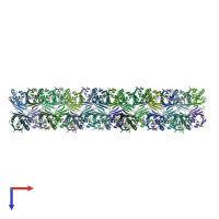 PDB entry 4n3e coloured by chain, top view.