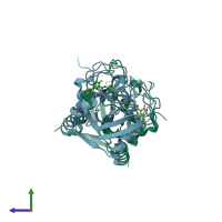 PDB entry 4n3r coloured by chain, side view.