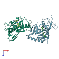 PDB entry 4n3r coloured by chain, top view.