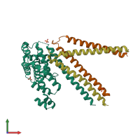 PDB entry 4n3z coloured by chain, front view.