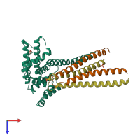 PDB entry 4n3z coloured by chain, top view.