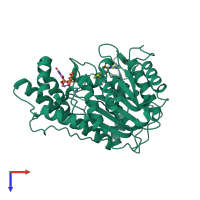 PDB entry 4n49 coloured by chain, top view.
