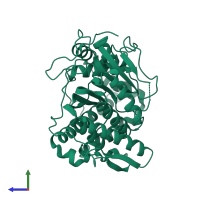 PDB entry 4n4a coloured by chain, side view.