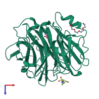 PDB entry 4n4b coloured by chain, top view.