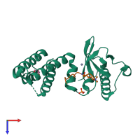 PDB entry 4n4i coloured by chain, top view.