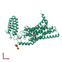 PDB entry 4n4w coloured by chain, front view.